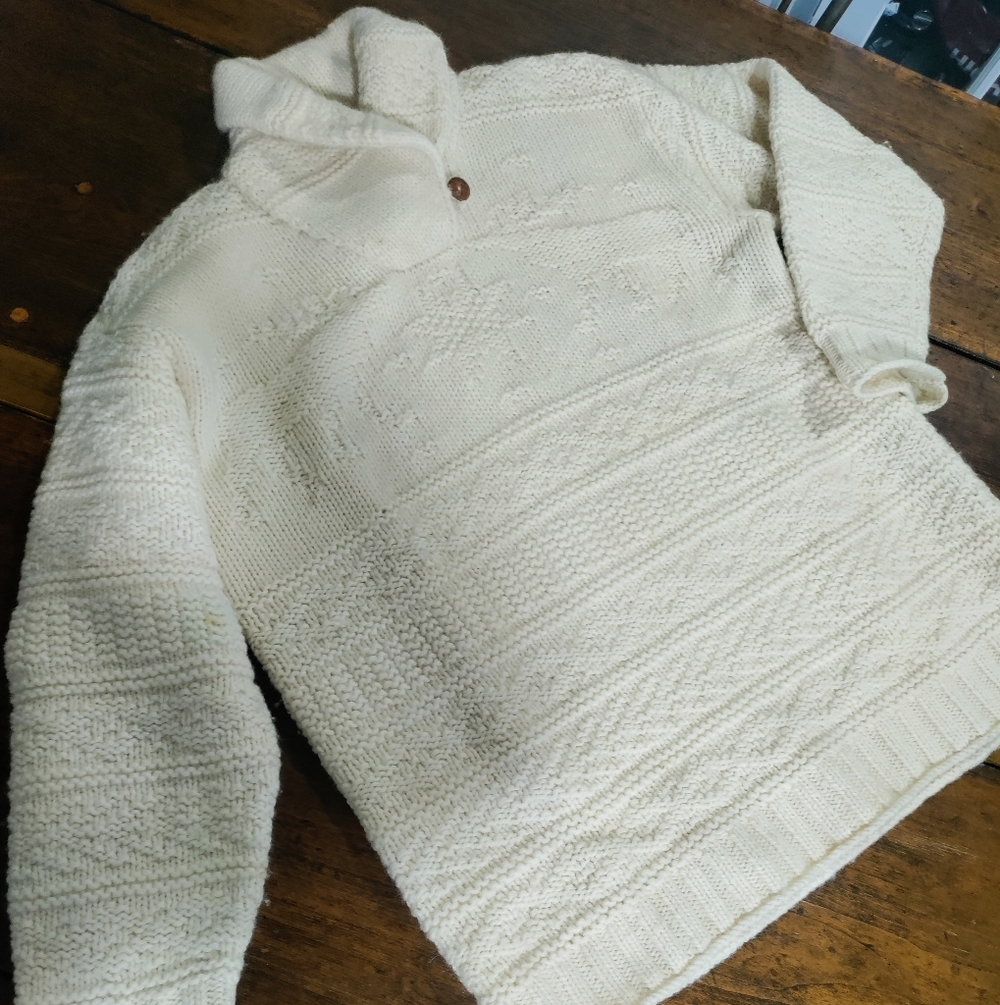 Vintage 90's Ralph Lauren Hand Knit Cream With  Reindeer And Star Design M